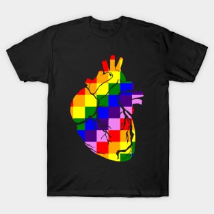 Rainbow Heart Chess Board T-Shirt